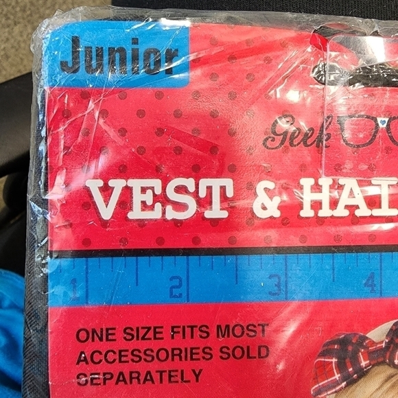 NWT Geek Chic Vest & Hair Bow Kit Juniors OS Halloween Costume Cosplay Nerd New - Picture 6 of 6